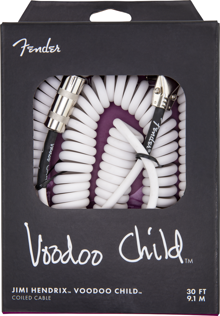 Hendrix Voodoo Child Coil Instrument Cable, Straight/Angle, 30', White