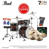 PEARL DECADE Maple 5 Pce Satin Brown Burst Fusion Plus Drum Kit