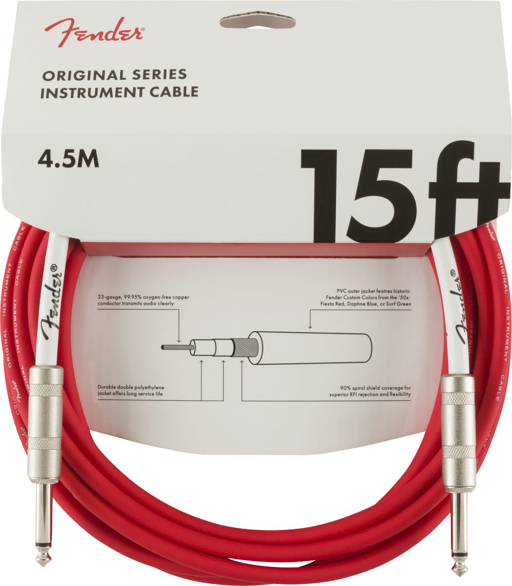 Fender Original 15FT Instrument Cable Fiesta Red