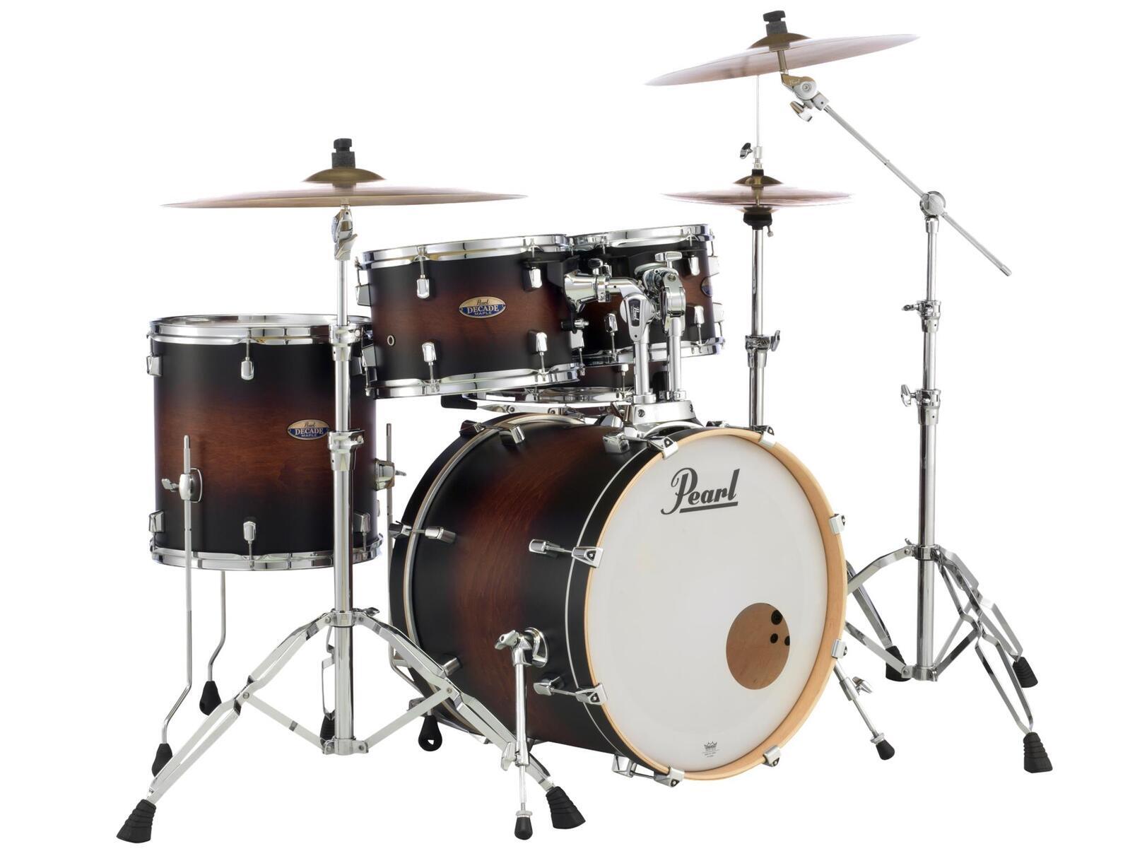 PEARL DECADE Maple 5 Pce Satin Brown Burst Fusion Plus Drum Kit