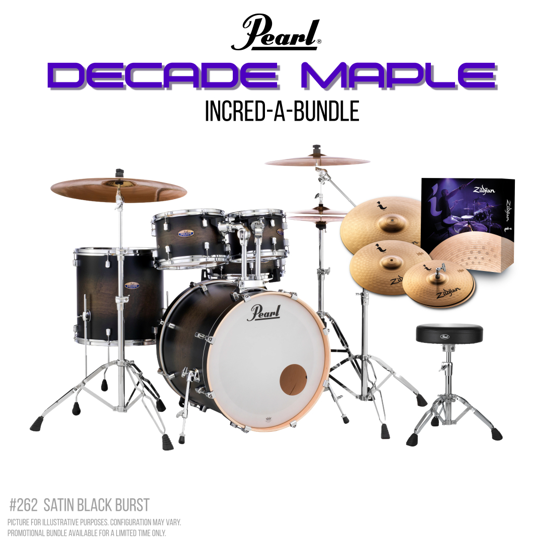 Pearl Decade Maple 22" Fusion Drumkit Increda-Bundle - Satin Black Burst