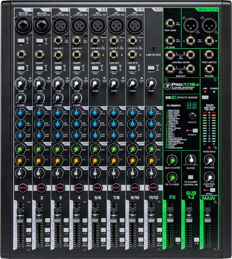 12 Channel Professional Effects Mixer with USB