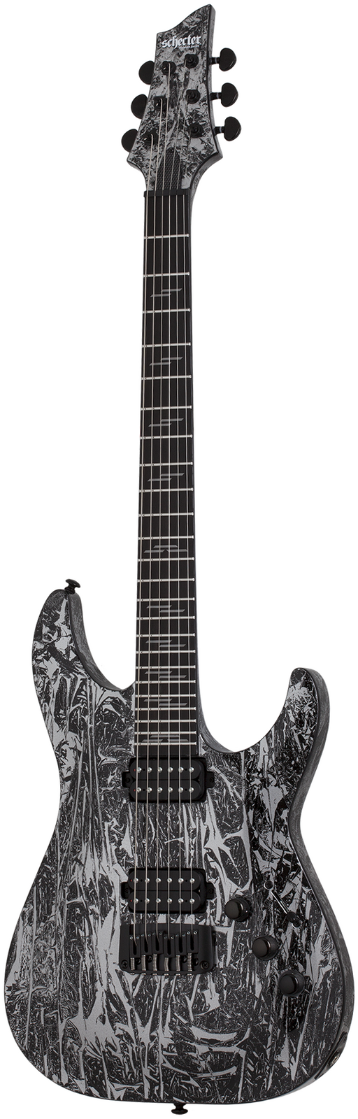 black and silver electric guitar